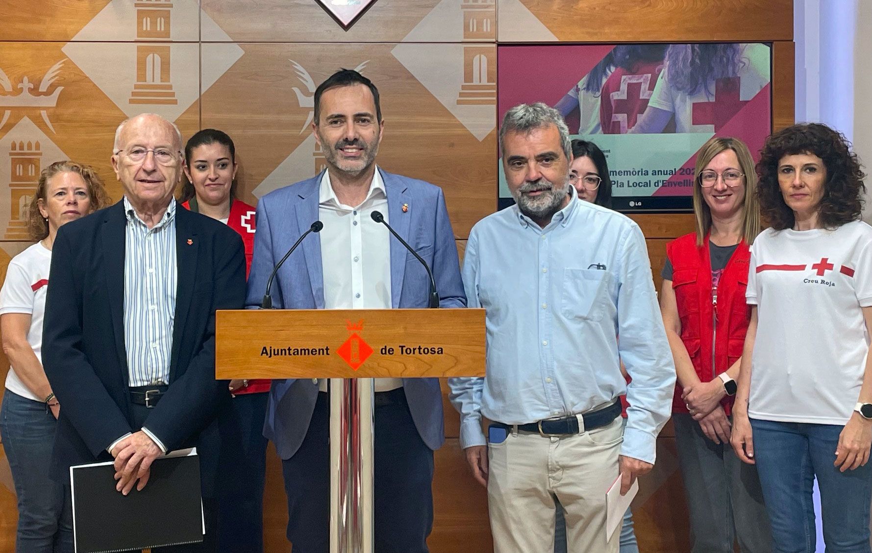 Roda de premsa sobre el pla d'envelliment este matí a Tortosa.