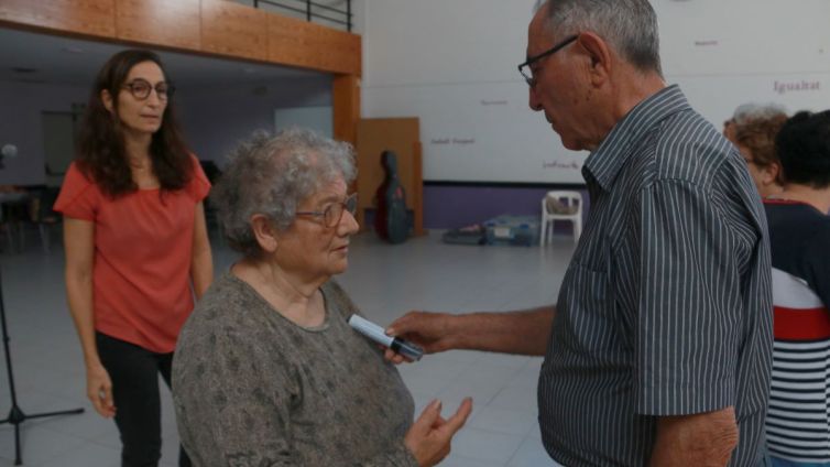 Dos dels protagonistes de l'obra 'Al risc, al risc!', durant l'assaig previ a l'estrena al festival de Santa BàrbaraAutor: Ariadna Escoda