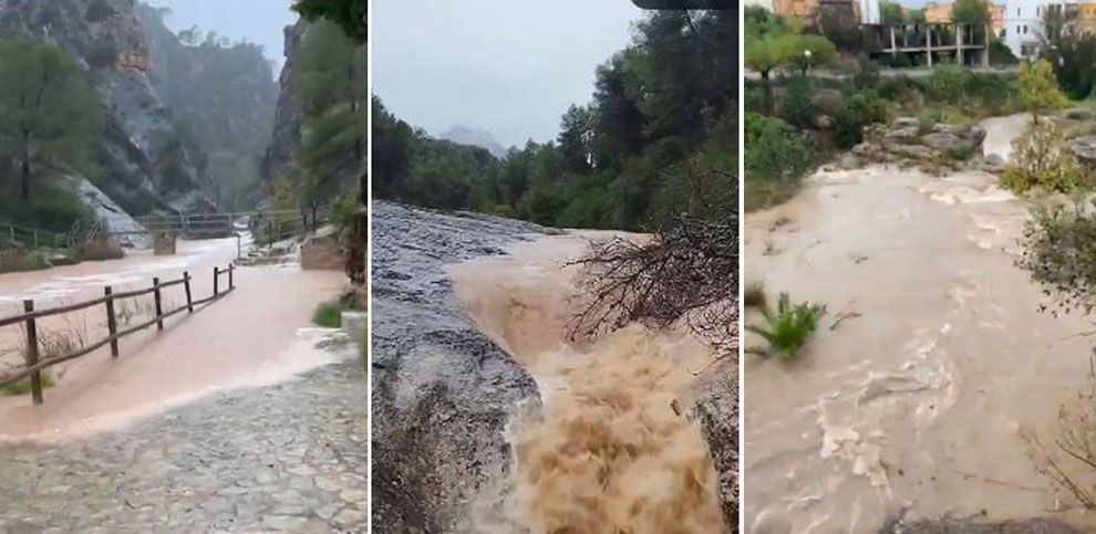 Alguns dels rius i barrancs tal com baixen este dijous amb les pluges.