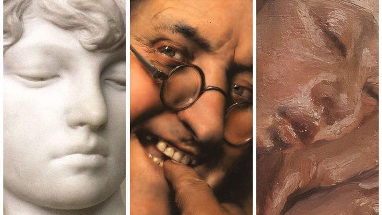 Obres dels tres artistes que integren la mostra.